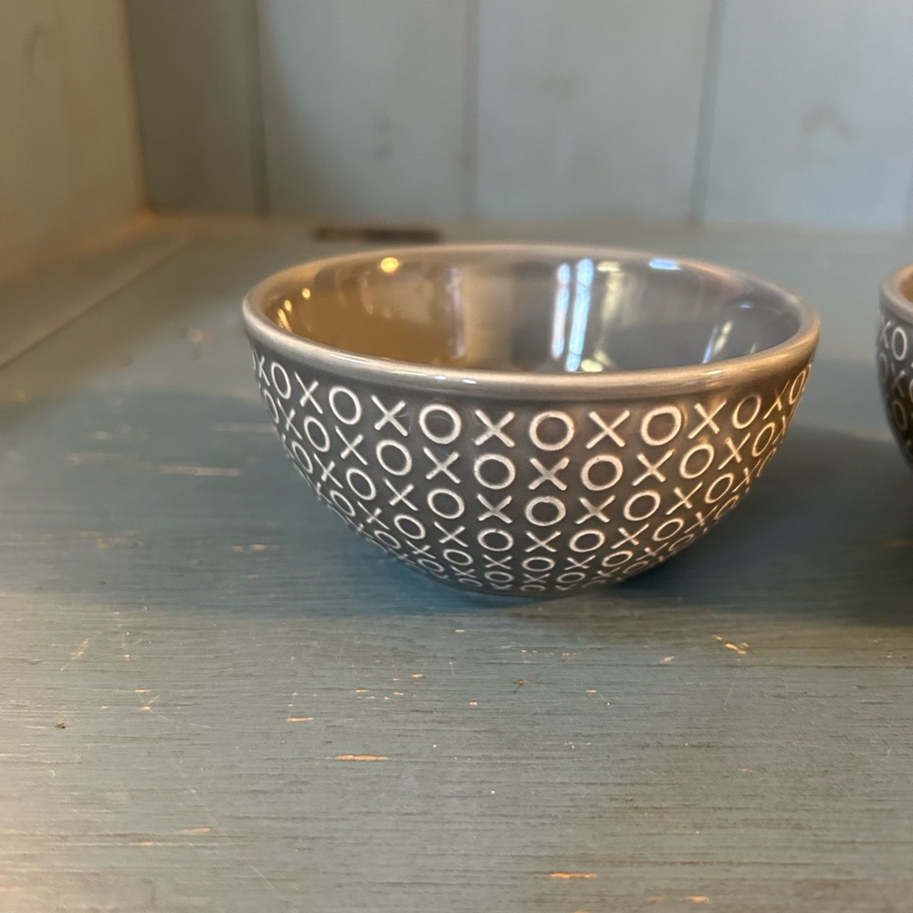 Stoneware Bowl 8oz Grey Dip Bowl XO Valentine